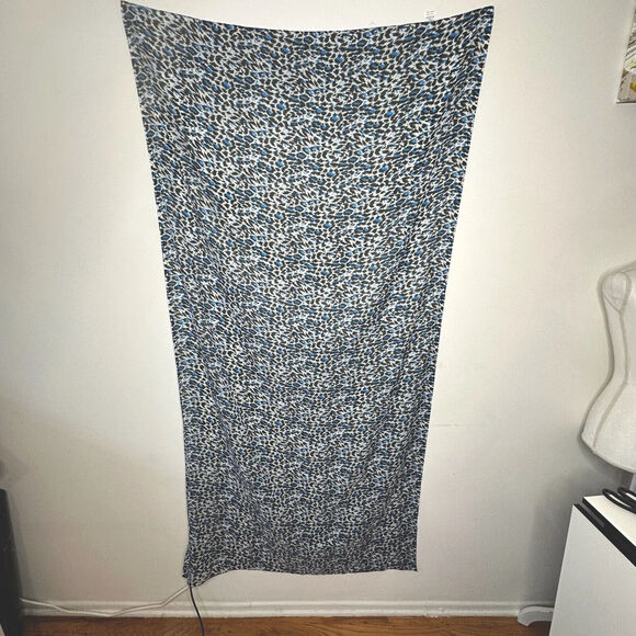 India Boutique XL Blue Black & White Animal Print Polyester Shawl Wrap Scarf - Picture 2 of 10